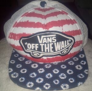 Vans Striped Red and Patterned Blue Cap